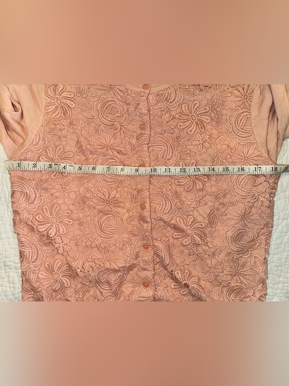 Ann Taylor Factory Pink Floral Lace Cardigan Sweater Large Cottagecore - Picture 6 of 7